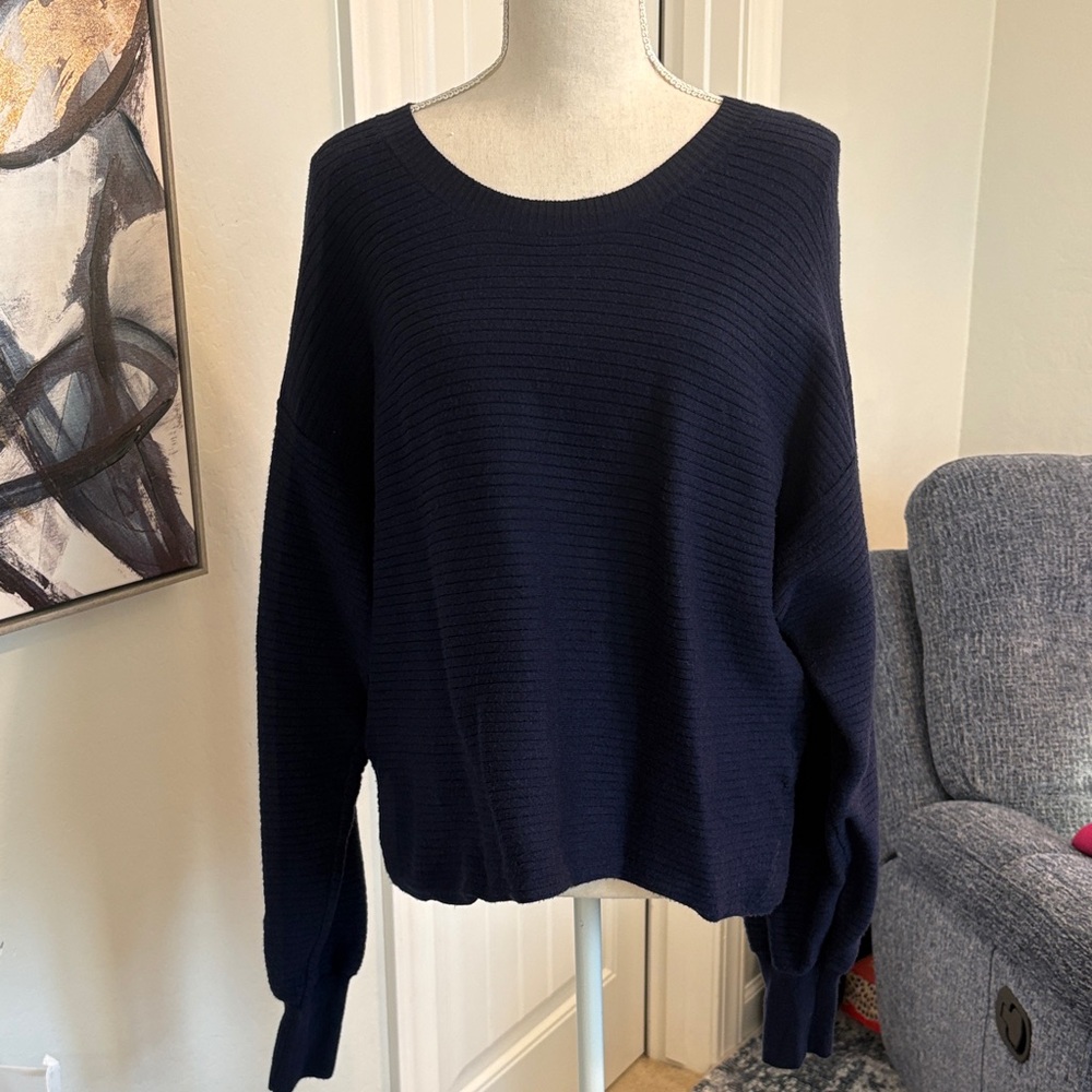 Good American Dark Blue Crew Neck Sweater